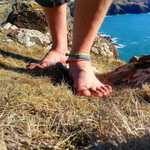 barefoot on cliff path